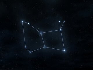 Lepus the Hare constellation in the night sky isolated. Bright stars on a black background. Astrological sign.