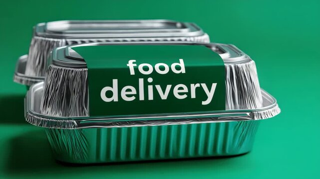 Seamless transition of food delivery packaging against a vibrant green background