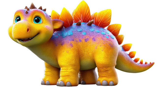 Cute cartoon dinosaur on transparent background
