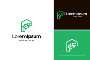 House nature real estate icon logo design template