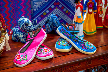 Zhuang ethnic cloth shoes from Guangxi, China