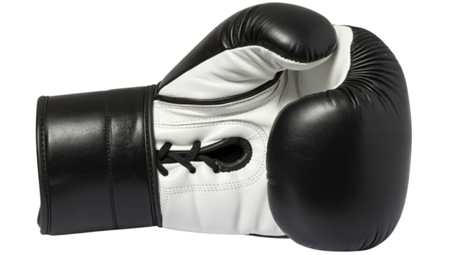 Powerful black boxing glove ready for action, showing strength, focus, and determination in combat sports, great for fitness motivation and sports branding