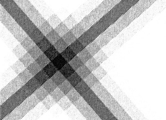 Macro halftone print of overlapping diagonal stripes forming a bold X-shape, created with dense black dot patterns on a transparent background.