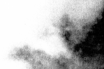 Macro halftone print forming soft cloud-like shapes that fade from light to dense shadow on a transparent background. Slightly unfocused, it resembles drifting clouds or smoky atmospheric forms.