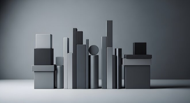 Modern 3D render of a bar code building concept illustrating financial data growth and business success in a city skyline architecture