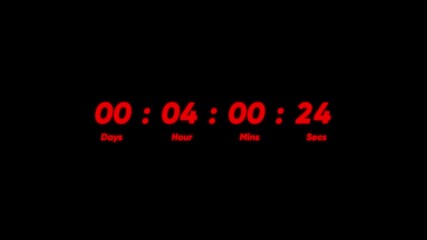 Digital Countdown Timer Displaying 00 Days 02 Hours 22 Minutes 38 Seconds In Red Neon clock