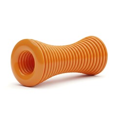 Orange ridged dog toy in bone shape on white background isolated