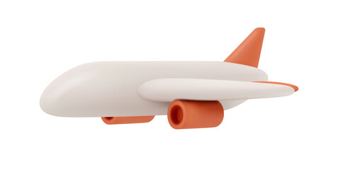 Flying plane, airlines passenger service and transportation. Vector isolated 3d icon, modern jet for commercial and private flights abroad. Aeroplan model or realistic kids toy. Traveling and vacation