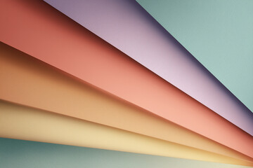 Obraz premium Colorful layered papers arranged in soft gradients for art projects