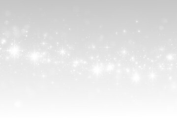White Sparkling Stars and Glitter Overlay Isolated on Transparent Background.PNG