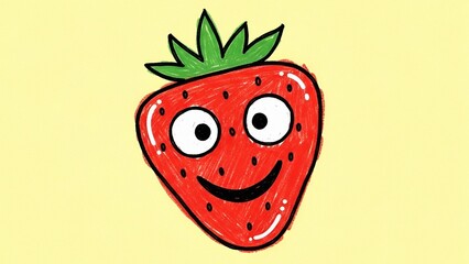 Obraz premium 2D strawberry character with child-like doodles 