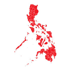Abstract Red Philippines Map with Cities