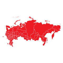 Abstract Red Russia Map with Cities