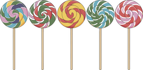 Fun Candy Lollipop Vector Pack for Kids Designs