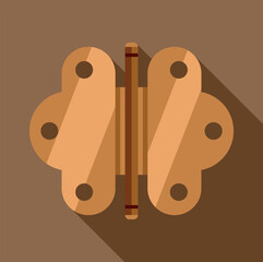 Brown door hinge hardware vector illustration representing connection and movement