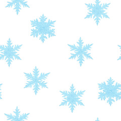Delicate Blue Snowflakes on White
