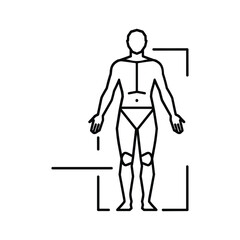 Human Body Measurement and Biometric Data Scan Line Icon