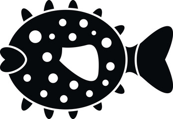 Pufferfish animal silhouette with spikes and spots isolated on a white background