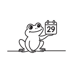 Single line drawing of a frog sitting next to the number twenty nine