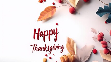 Thanksgiving holiday promotion theme. Thanksgiving greeting card with papercut flowers and autumn leaves. - Powered by Adobe