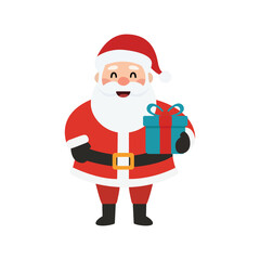 Simple Cartoon Illustration of Santa Claus Holding Gift for Christmas Season
