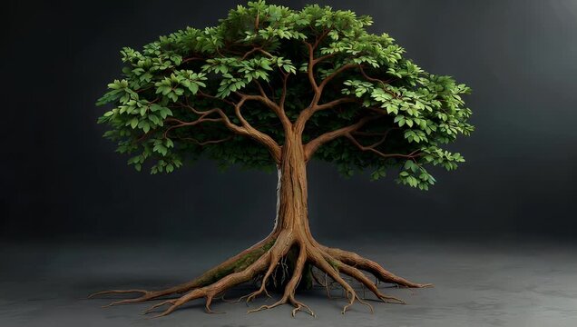 The complete lifecycle of a resilient tree demonstrating growth and vibrant renewal from its deep-rooted foundation in a controlled environment