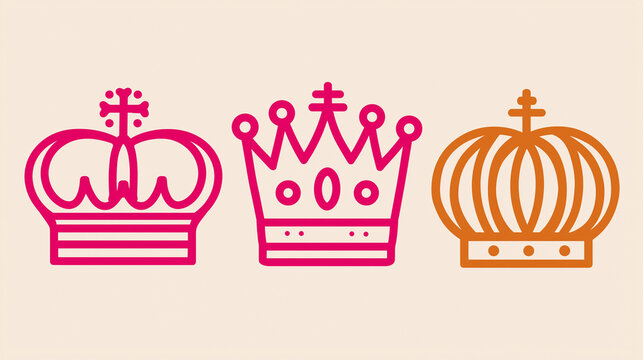 Vector illustration of three crowns. The Three Magi.