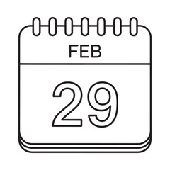 February 29th leap day calendar page outline