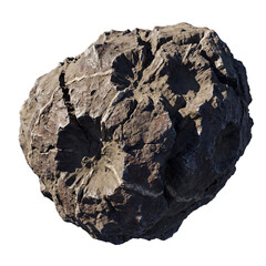 Iron-nickel asteroid with craters and mineral veins, floating space rock
