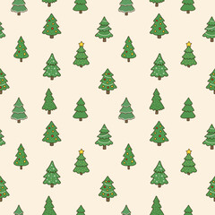 Christmas and new year seamless pattern with new year trees