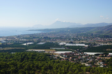 The view from Calis mountain to Camyva, the mountain between Kemer and Camyva, Turkey	