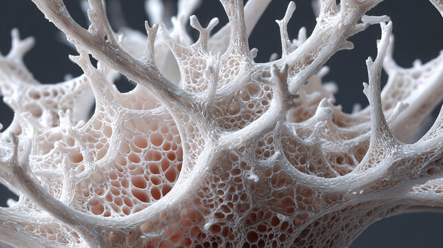 A close-up view of an intricate, abstract, natural white structure
