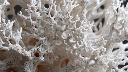 Delicate coral reef structure with intricate details. A close-up view reveals a beautiful pattern and texture of the coral