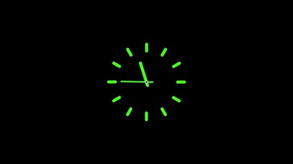 Minimalist Neon Green Clock Face Abstract Motion Graphic Black Background Time Concept ticking - Powered by Adobe