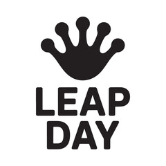 Leap day frog footprint symbol with text