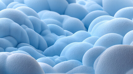Fototapeta premium An abstract view of soft, puffy, cloud-like forms in varying shades of blue. The forms intermingle, creating a sense of depth and texture.