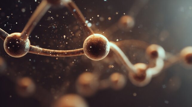 Abstract representation of molecular structure in a warm color palette