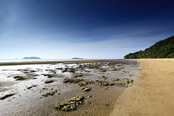 Sairee Beach (Hat Sai Ri) is long and curved like a crescent moon, clean sea water, Popular Beach in Chumphon Province, Thailand