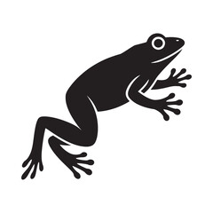 Black silhouette of a frog in motion