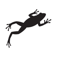 Black silhouette of a frog in motion
