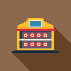 Bowling ball return machine generating a clean vector flat icon with a long shadow