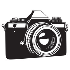 Camera with full black silhouette on white background