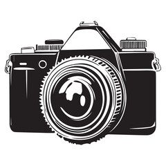 Camera with full black silhouette on white background