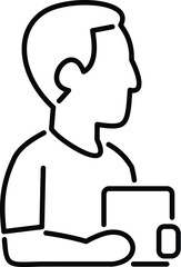 Person holding a tablet, browsing or reading digital information on the device