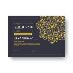 Elegant Decorative Certificate of Achievement with Golden Ornament and Dark Background