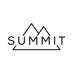 summit logo design, typography text summit graphic icon, mountain summit hill rock symbol icon vector