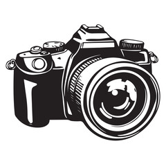 Camera with full black silhouette on white background
