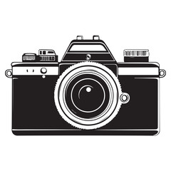 Camera with full black silhouette on white background