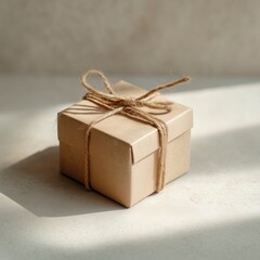 Kraft Paper Gift Box Isolated