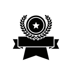Obraz premium Elegant monochrome emblem design featuring a star motif and laurel wreath element achievement